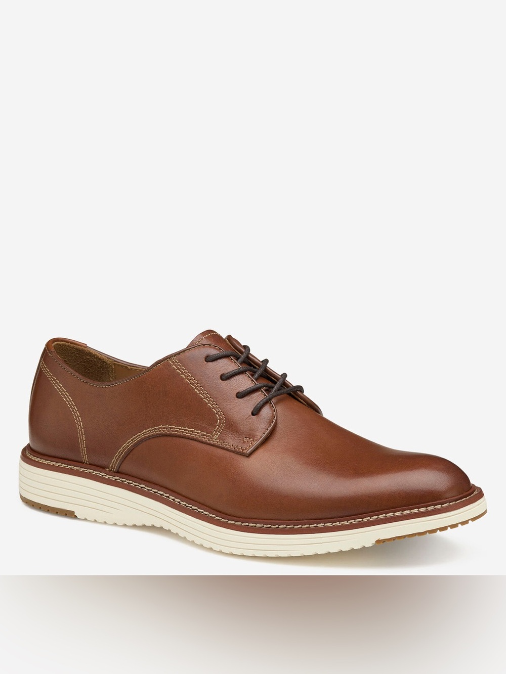 Men's Tan Leather Derby Shoe with Contrasting Sole